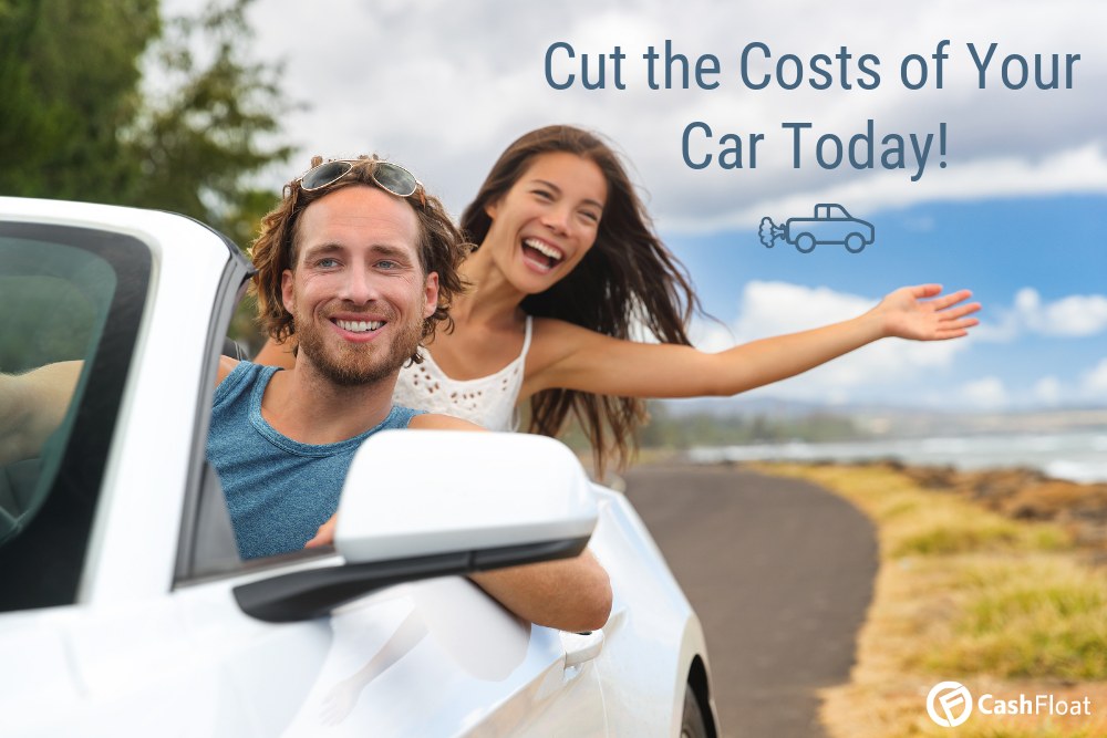 A happy couple in their car - Learn about saving money on car costs with Cashfloat's handy Guide