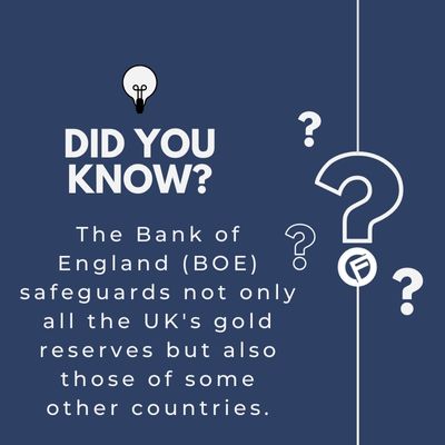 The BOE safeguards not only all the UK's gold reserves but also other countries. - Cashfloat