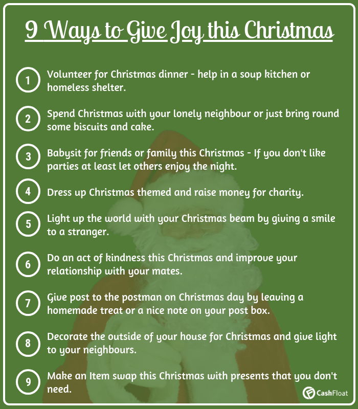 9 Ways to Give Joy this Christmas Infographic - Cashfloat