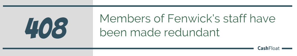 408 members of staff have been made redundant in fenwick's Department Stores - cashfloat