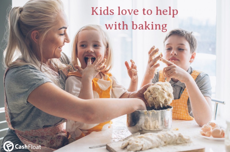 Kids love to help with baking - holiday activities for kids - Cashfloat
