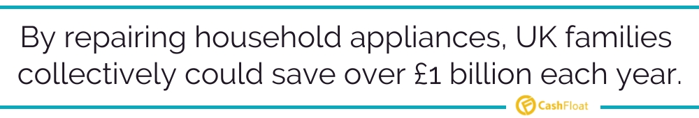 By repairing household appliances, UK families collectively could save over £1 billion each year. - Cashfloat