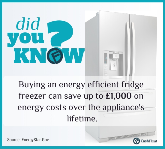 Buying an energy efficient fridge freezer can save up to £1,000 on energy costs over the appliances lifetime. Cashfloat