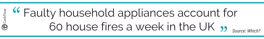 Faulty household appliances account for 60 house fires a week in the UK - Cashfloat
