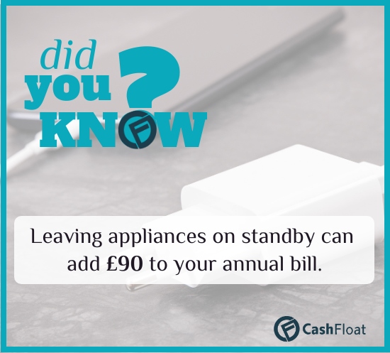 Did you know? Leaving appliances on standby can add £90 to your annual bill. Cashfloat