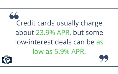 credit cards usually charge about 23.9% APR but some low-interest deals can be as low as 5.9% APR- Cashfloat