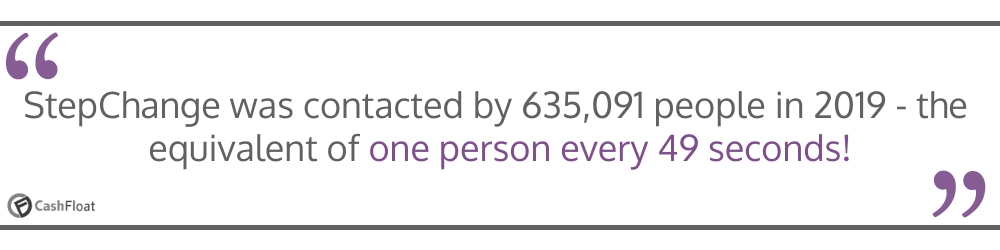 StepChange was contacted by 635,091 people in 2019 - the equivalent of one person every 49 seconds- Cashfloat